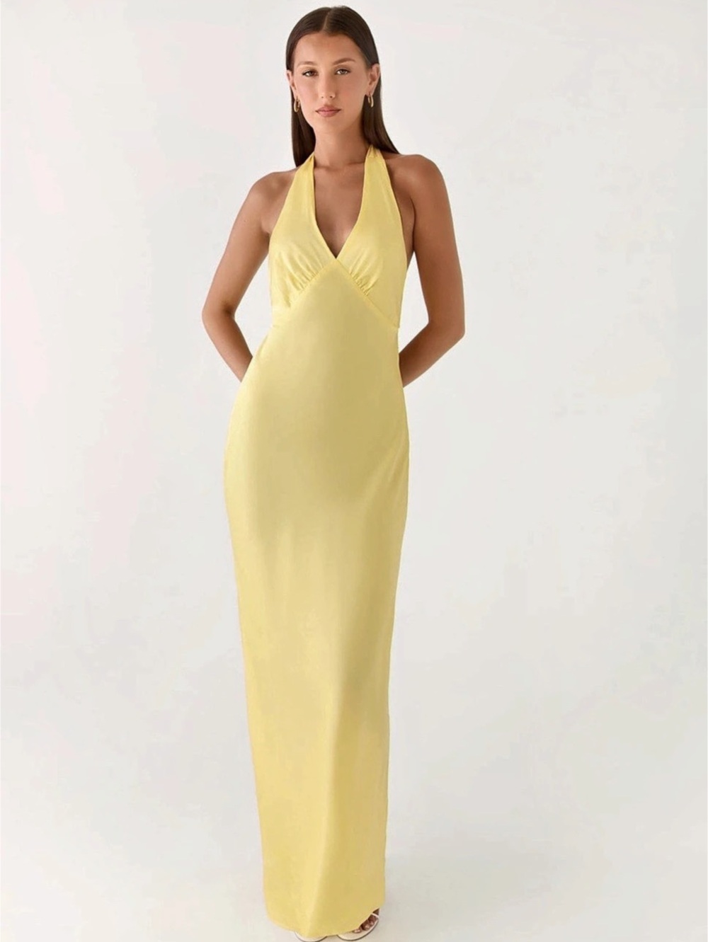 Peppermayo Heavy Hearted Satin Maxi Dress
Open Back Maxi Dress in Lemon
